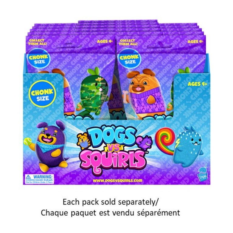 Chiens contre. Écureuils - Chonks ! Peluche - Sacs mystères de 6 pouces