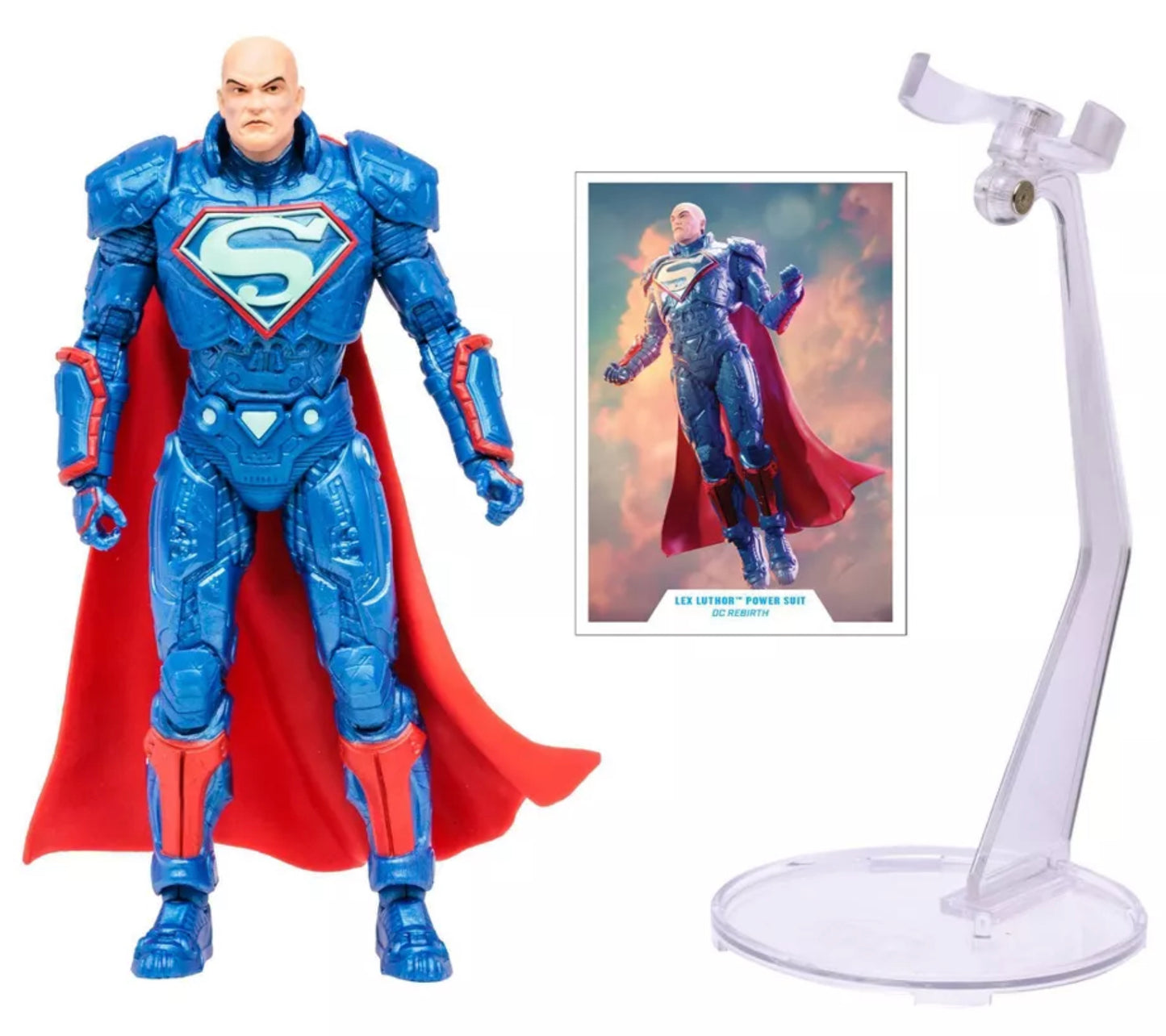 DC Comics Multiverse Rebirth - Figurine Lex Luthor Blue Power Suit avec cape rouge - Collection Gold Label