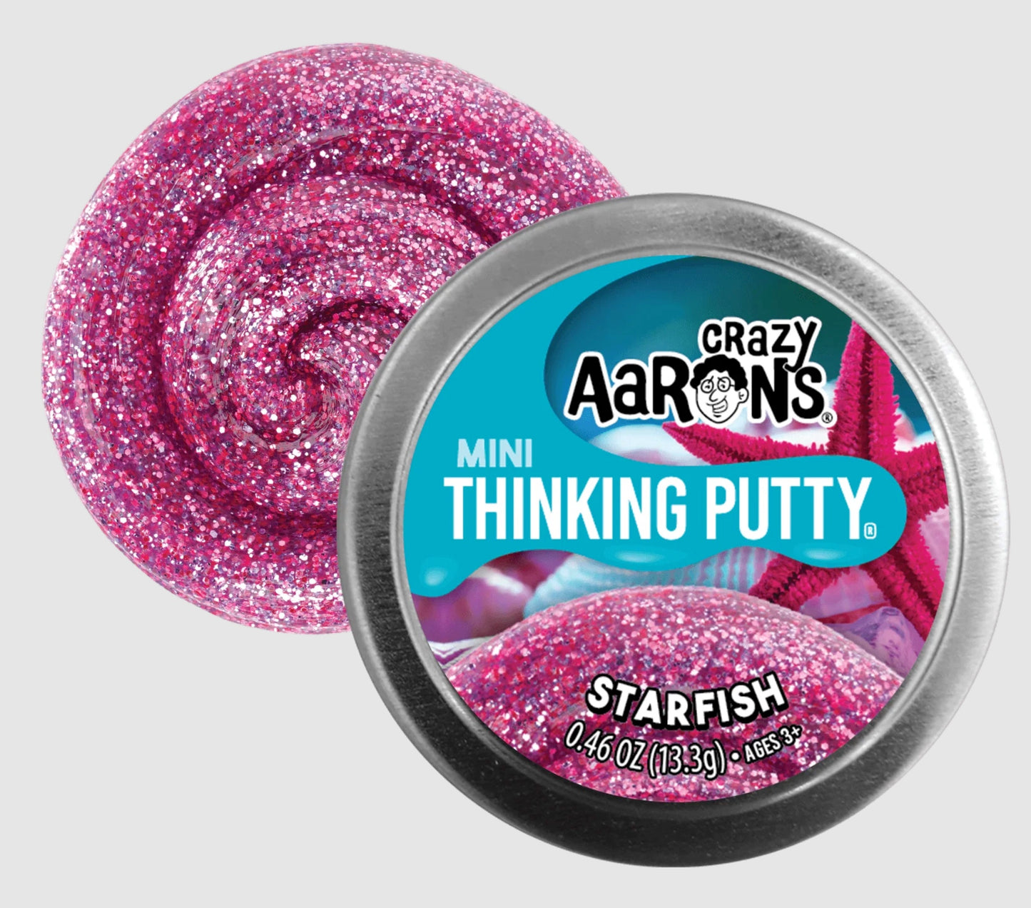 Crazy Aaron's - Starfish Thinking - Putty - 2" Tin 0.46 oz 13.3g - Non-Toxic Sensory Play Putty