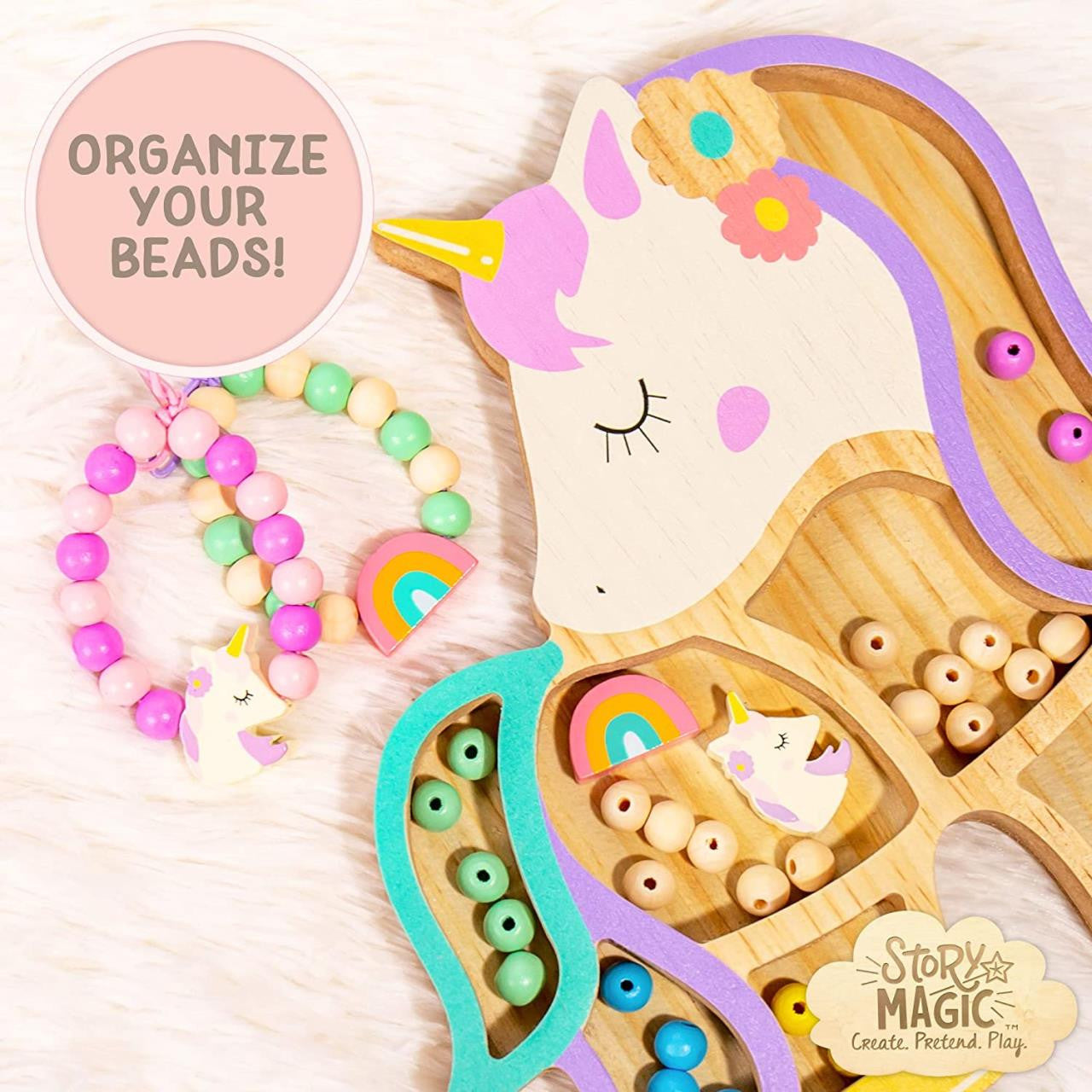 Story Magic - Unicorn bead set - DIY wood craft beads set from Horizon Art Group