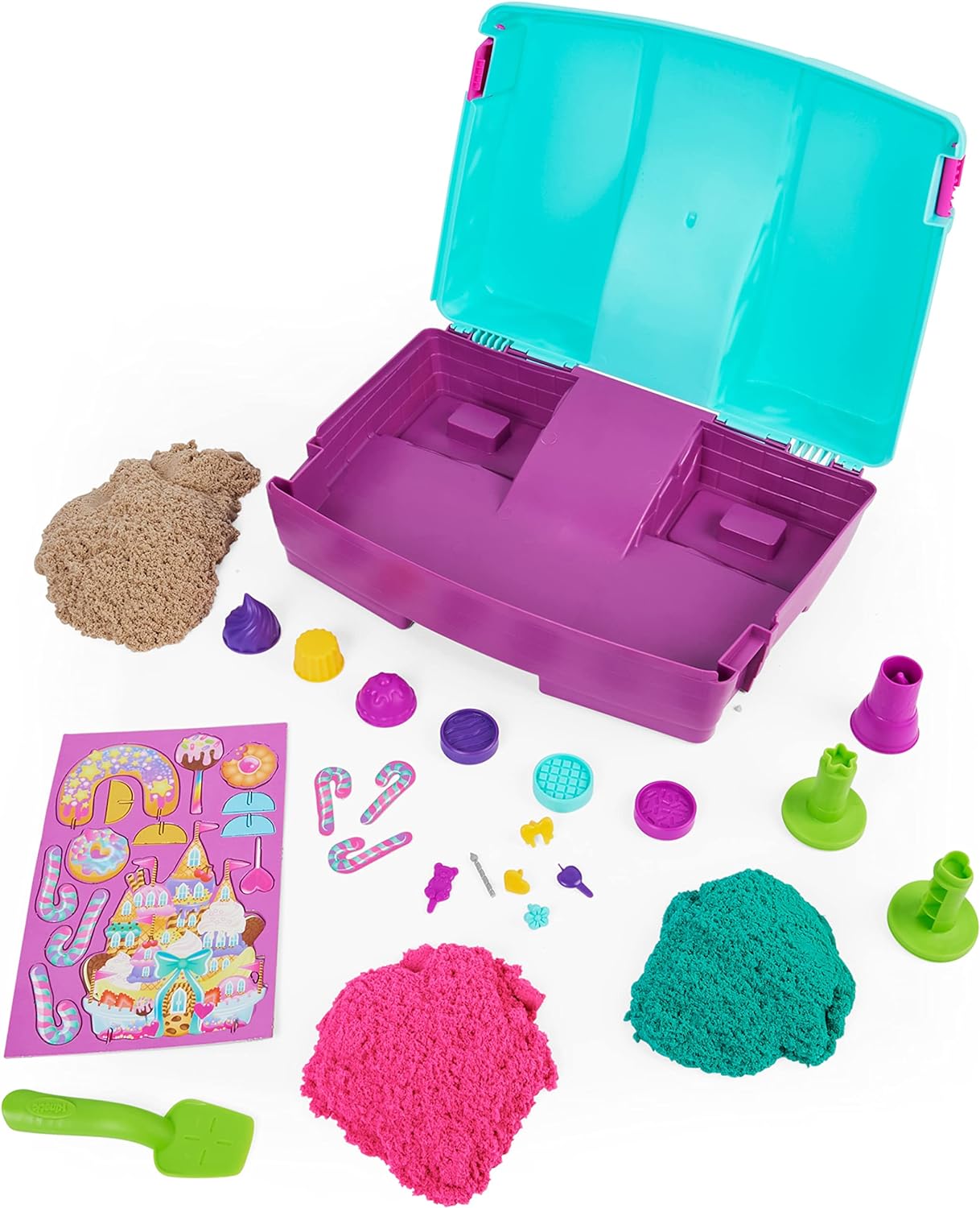 Kinetic Sand - Sandyland - Folding Sandbox -  Made with Natural Sand, Includes Scented and Colored Kinetic Sand