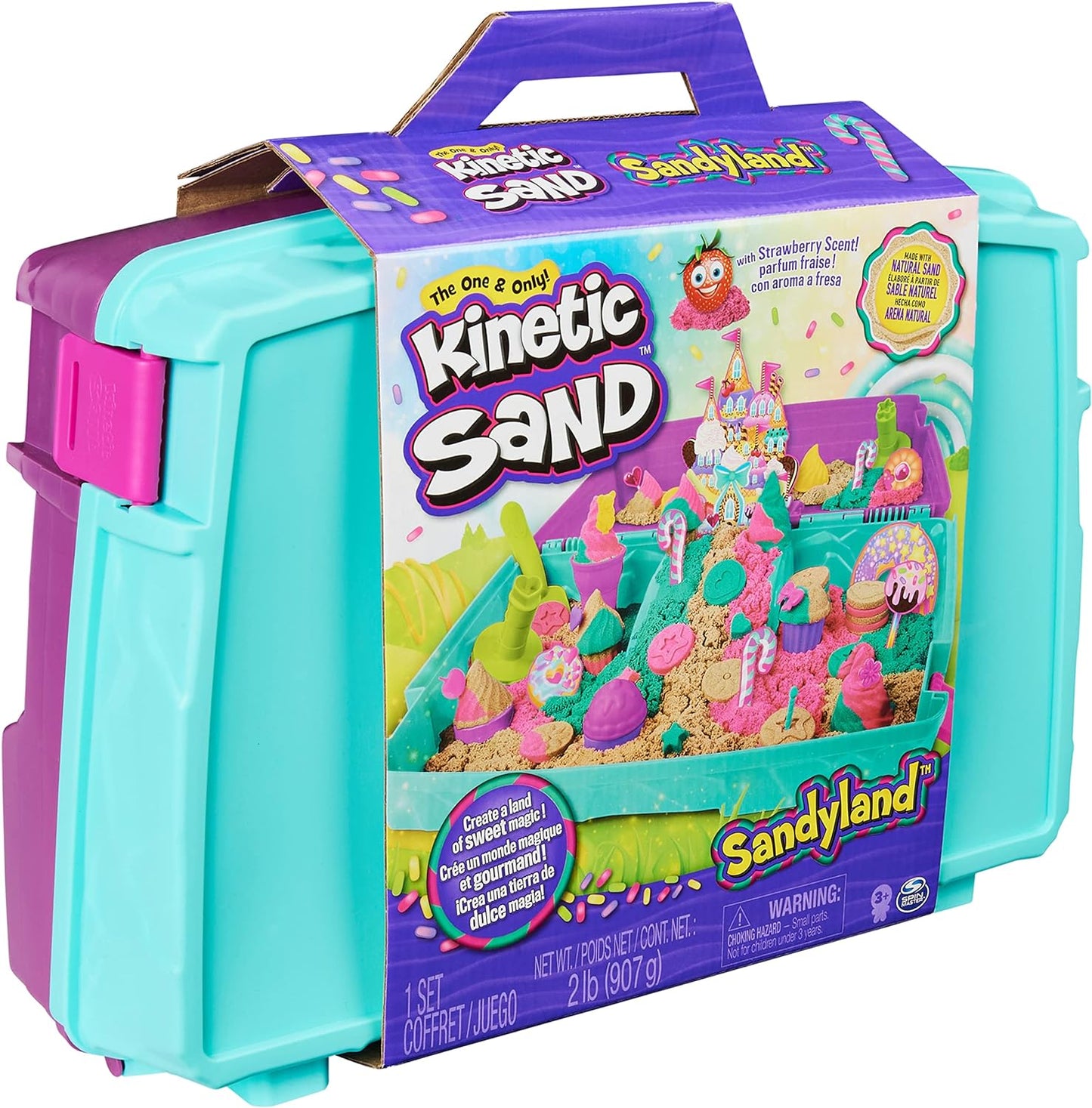 Kinetic Sand - Sandyland - Bac à sable pliable - Fabriqué avec du sable naturel, comprend du sable cinétique parfumé et coloré 