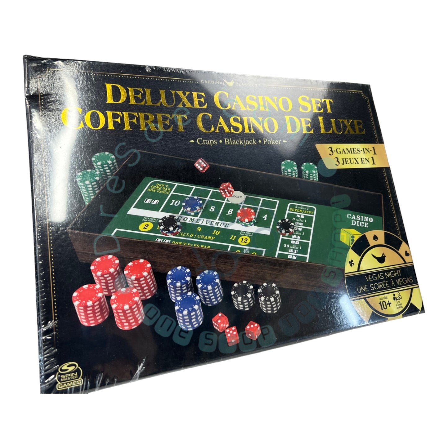 Deluxe Casino Set - 3 in 1 - Craps Blackjack Poker - Spin Master Games Model # 062266