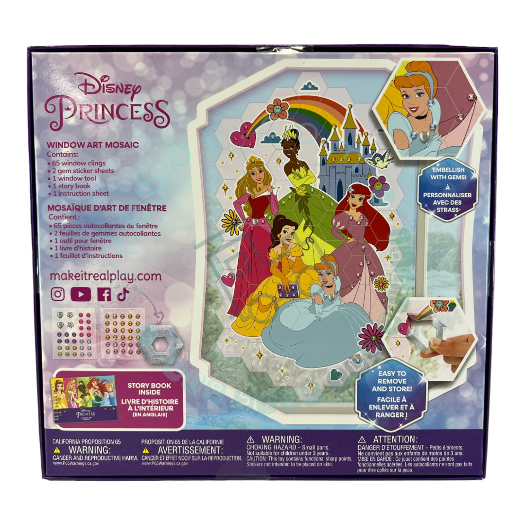 Disney Window Art Mosaic – Disney Princess – 70 pièces, autocollants réutilisables pour fenêtre, enfants à partir de 6 ans