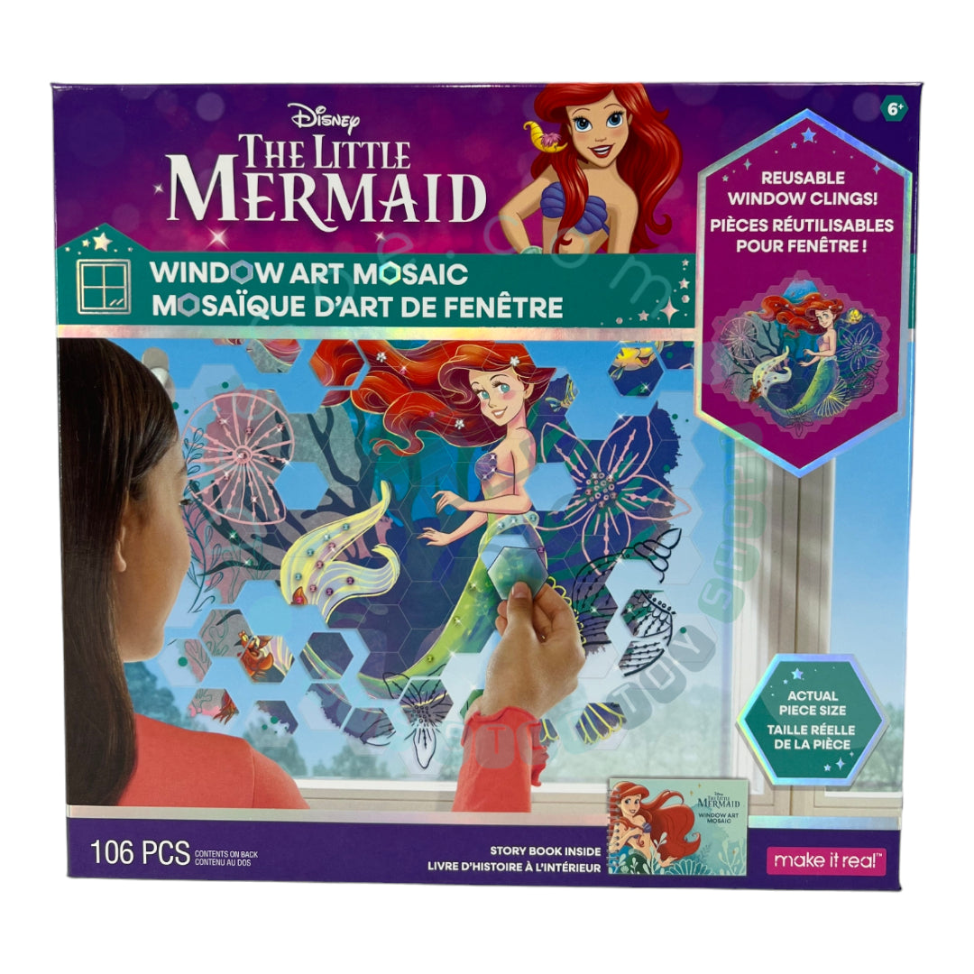 Disney Window Art Mosaic - The Little Mermaid - 106 pcs, Reusable Puzzle Window Clings, Kids Ages 6+