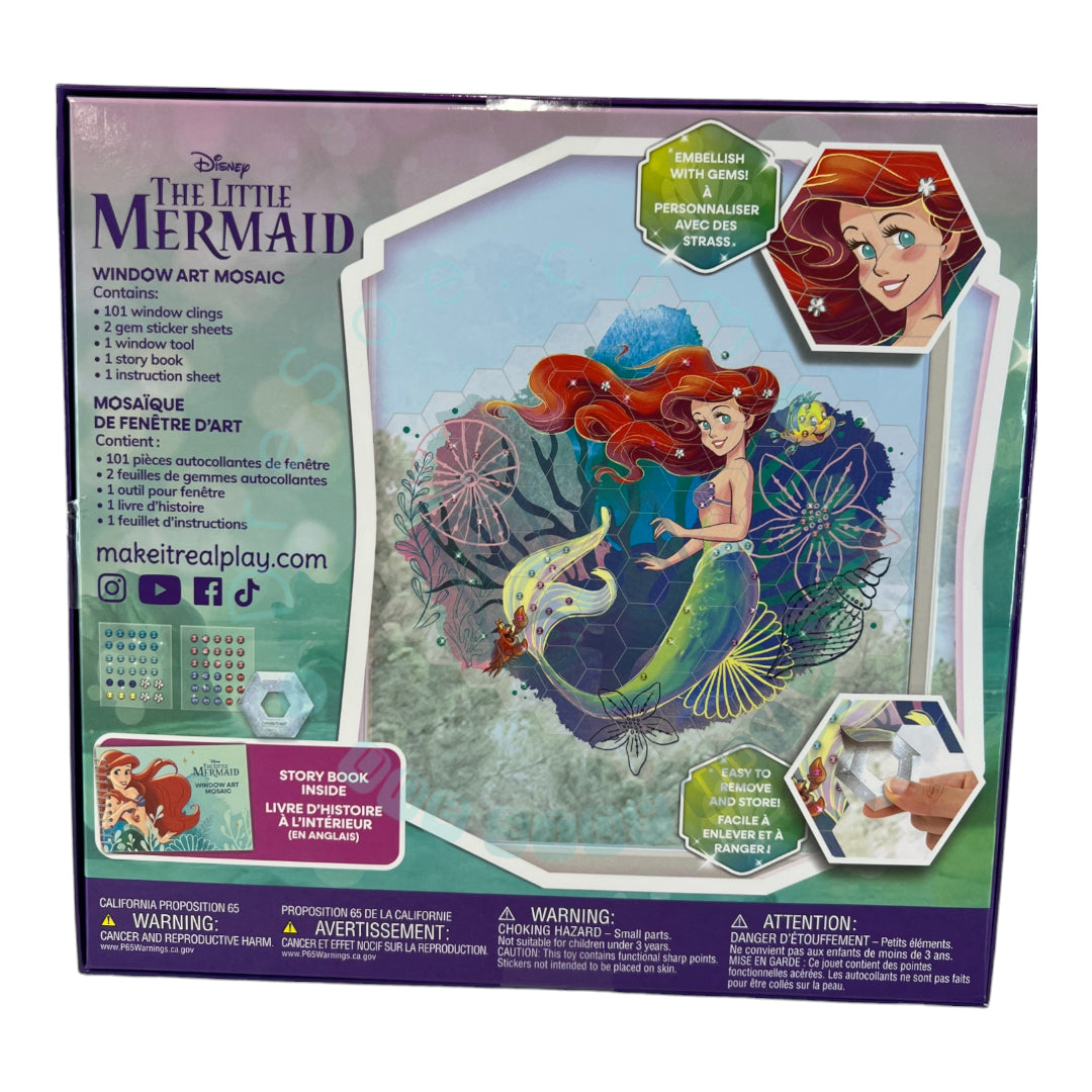 Disney Window Art Mosaic - The Little Mermaid - 106 pcs, Reusable Puzzle Window Clings, Kids Ages 6+