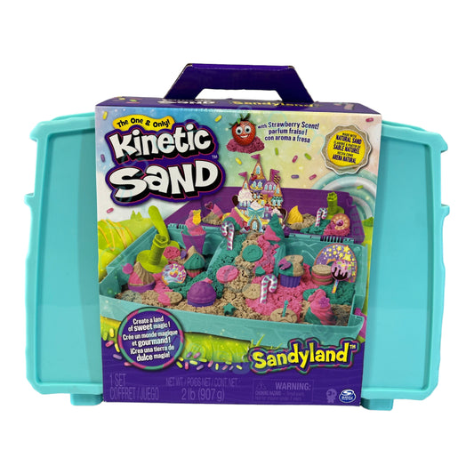 Kinetic Sand - Sandyland - Folding Sandbox -  Made with Natural Sand, Includes Scented and Colored Kinetic Sand