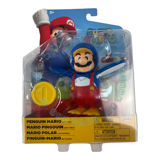 Mario Nintendo - Mario Pingouin avec pièce de monnaie - Figurine 4" par Jakks Pacific