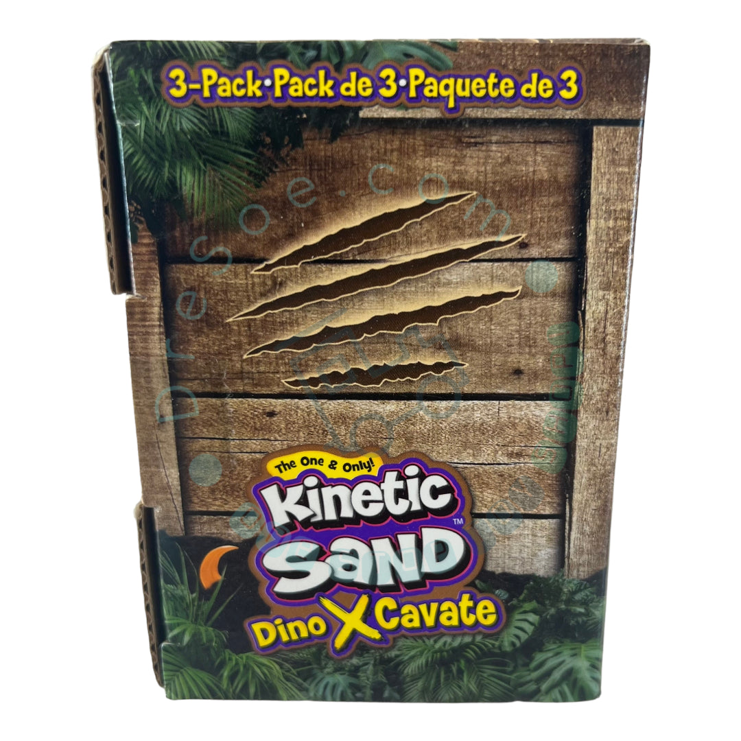 Kinetic Sand Dino XCavate - 3 Pack - Made with Natural Sand Play Sand - Sensory Toy