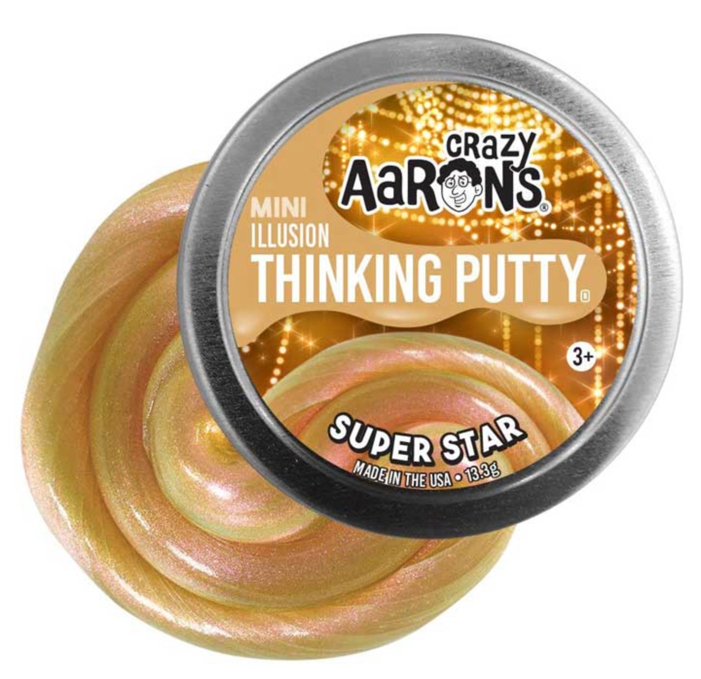 Crazy Aaron's - Super Star - Thinking Putty - 2" Tin 0.46 oz 13.3g - Non-Toxic Sensory Play Putty